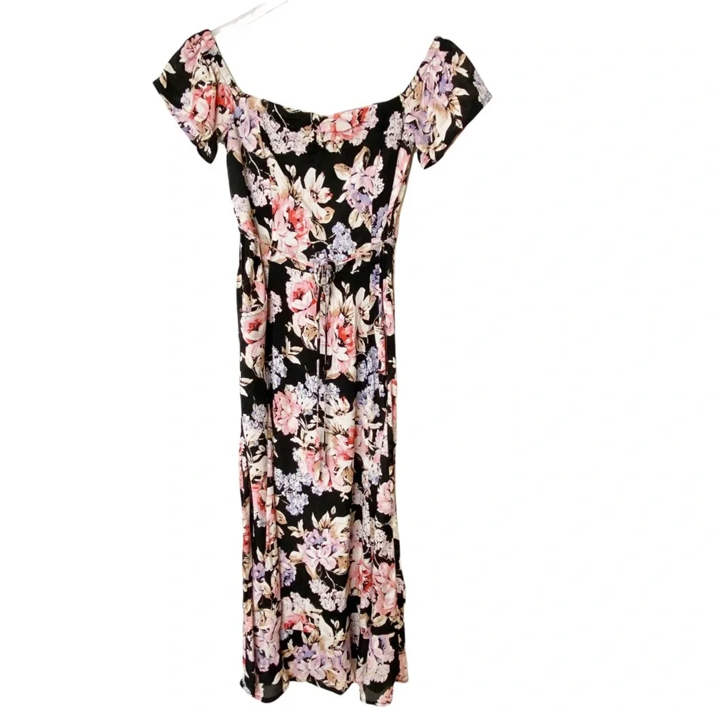 Band of Gypsies Santiago Dark Floral Midi Dress Pinup Cottage XS - Picture 5 of 10